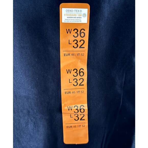 NWT PRIMARK NAVY BLUE MENS STRETCH SLIM CHINO PANTS 36" WAIST X 32" INSEAM - Picture 5 of 12